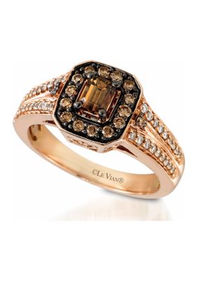7/8 ct. t.w. Chocolate Diamonds® and Vanilla Diamonds® Ring in 14K Strawberry Gold®