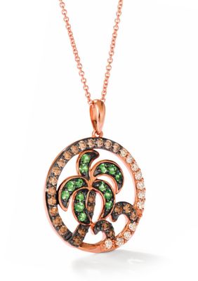 Le Vian 1/4 ct. t.w. Forest Green Tsavorite™, 5/8 ct. t.w. Chocolate Ombré Diamonds Ombré Pendant Necklace set in 14K Strawberry Gold