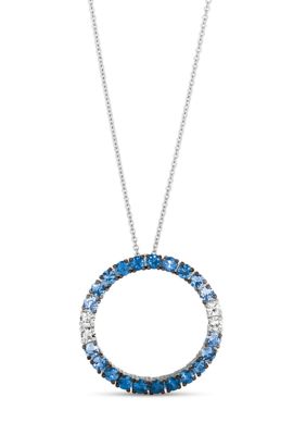 1/4 ct. t.w. White Sapphire and 1.25 ct. t.w. Ombré Sapphire Pendant Necklace in 14K White Gold