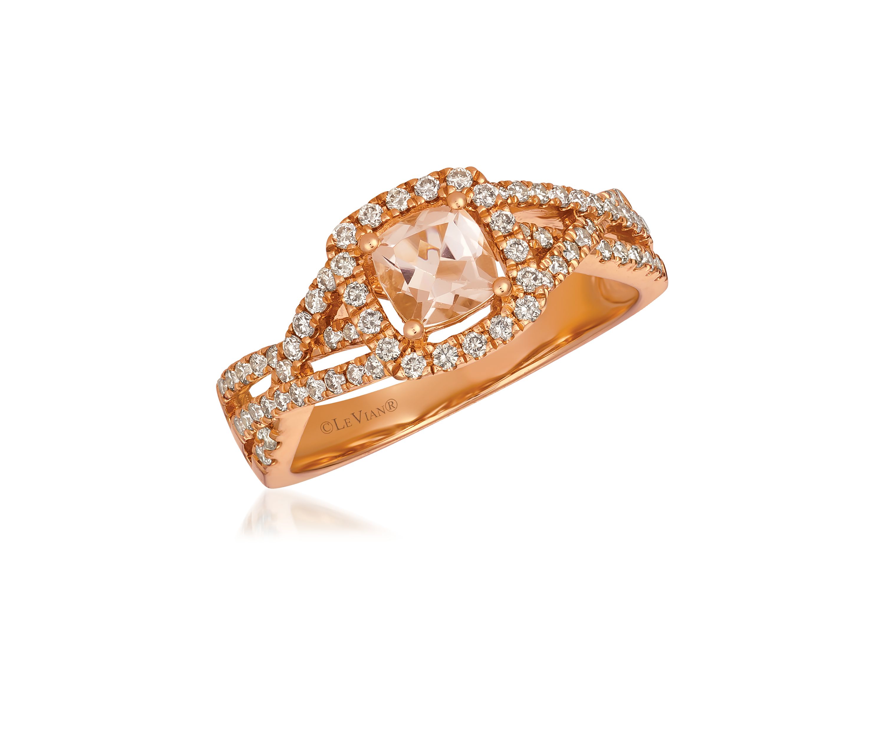  Ring featuring 3/8 ct. t.w. Peach Morganite™, 3/8 ct. t.w. Nude Diamonds™ set in 14K Strawberry Gold®