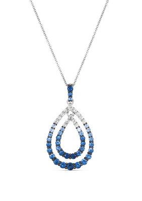 1.33 ct. t.w. Ombré Sapphire and 1/3 ct. t.w. White Sapphire Necklace in 14K White Gold