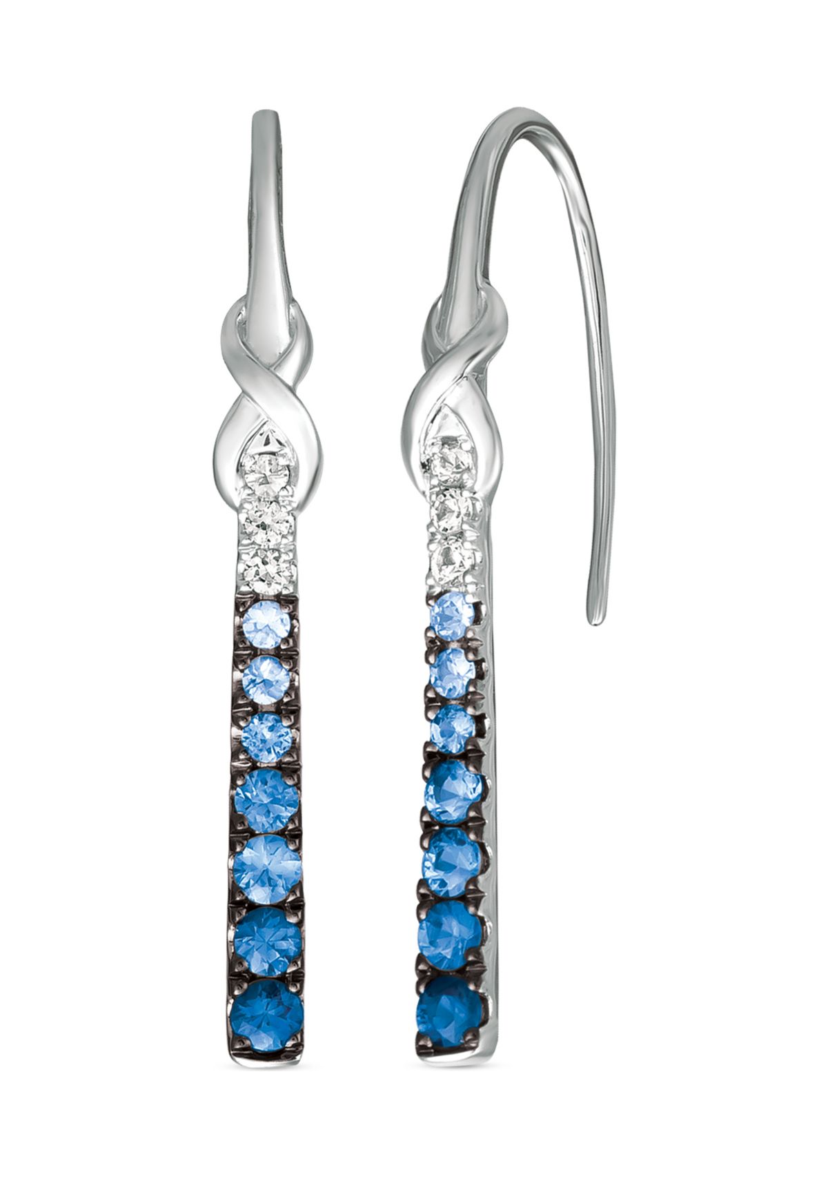 7/8 ct. Denim Ombré®, 1/8 ct. White Sapphire Drop Earrings in 14K Vanilla Gold®