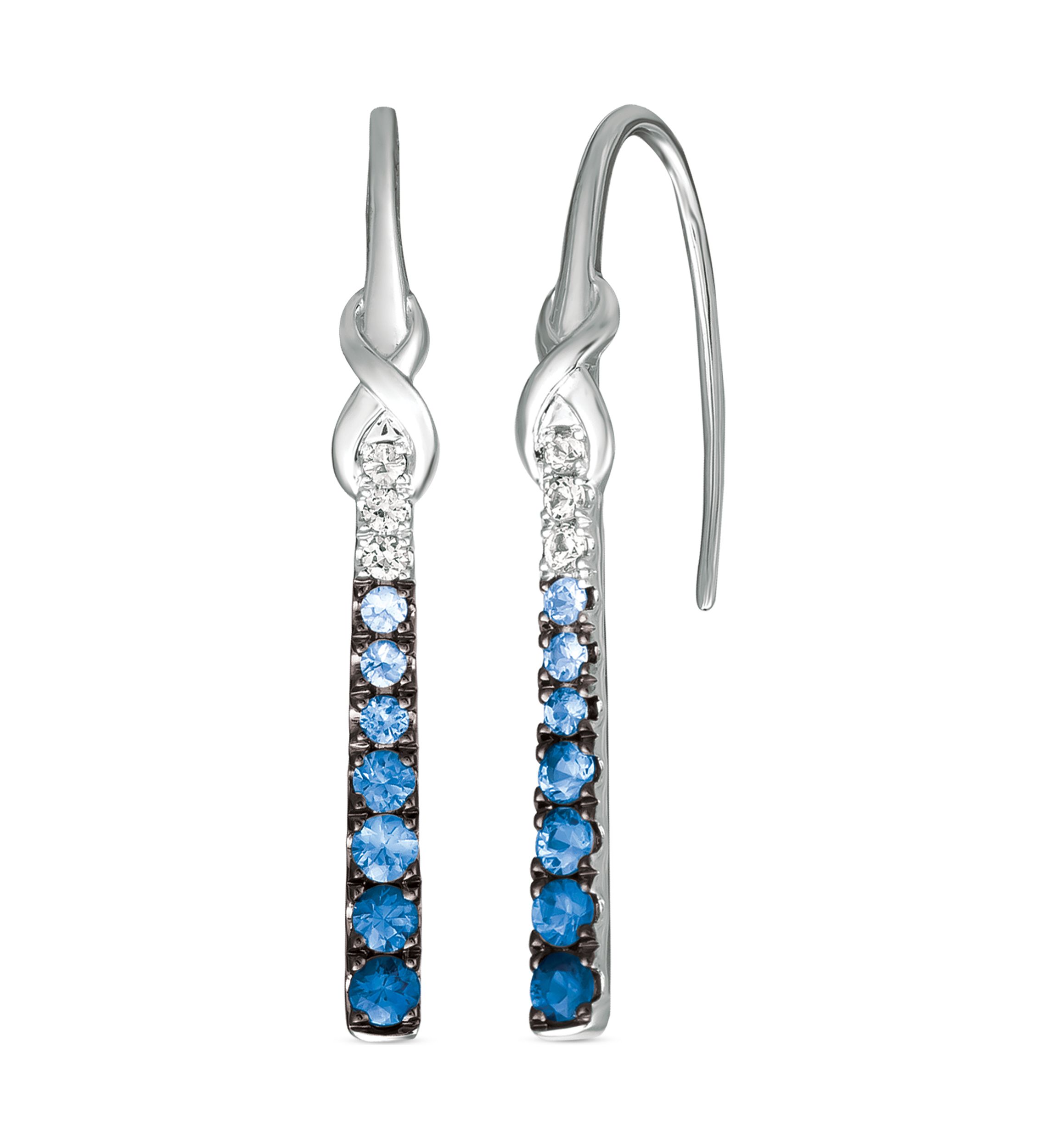 7/8 ct. Denim Ombré®, 1/8 ct. White Sapphire Drop Earrings in 14K Vanilla Gold®