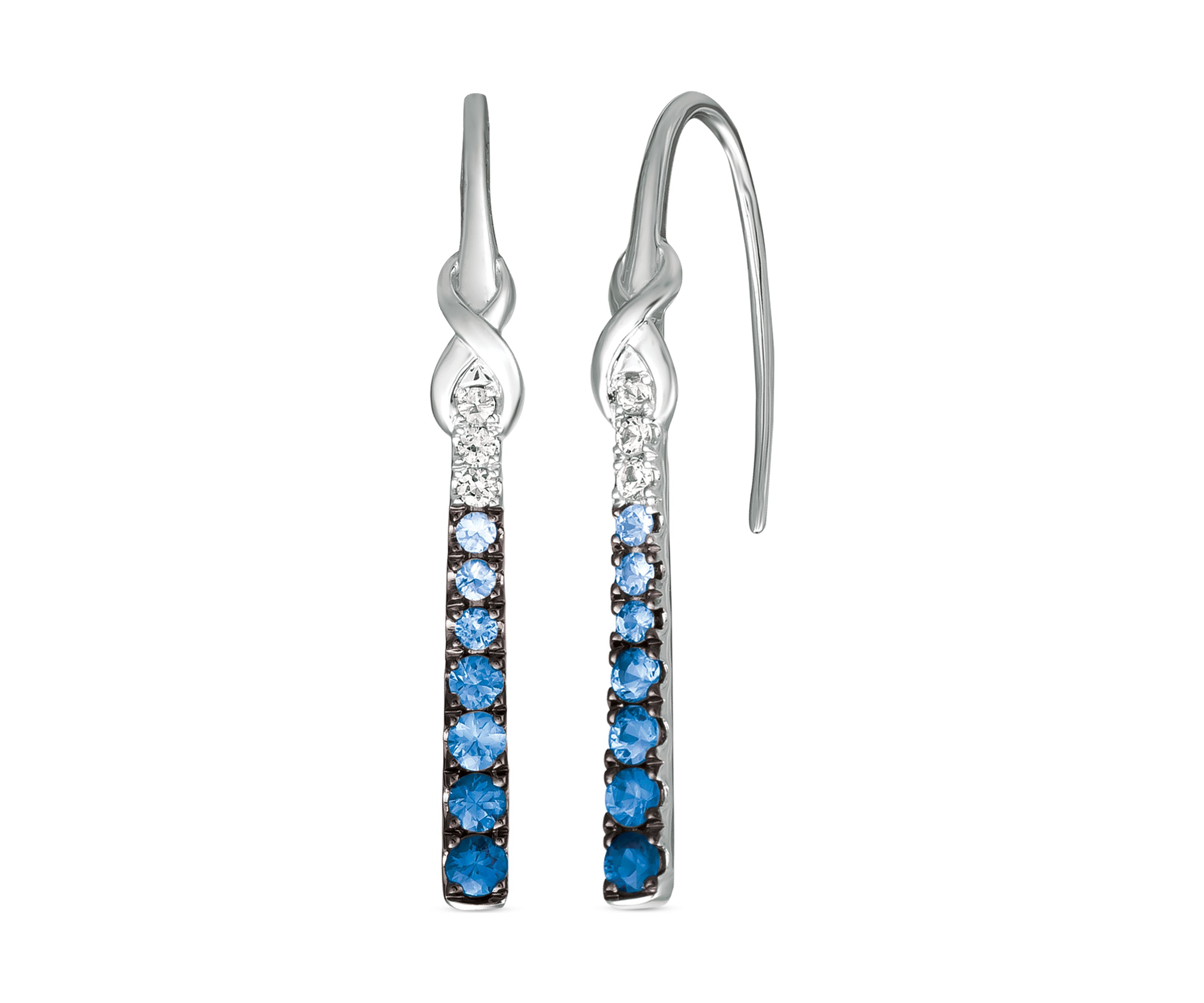 7/8 ct. Denim Ombré®, 1/8 ct. White Sapphire Drop Earrings in 14K Vanilla Gold®