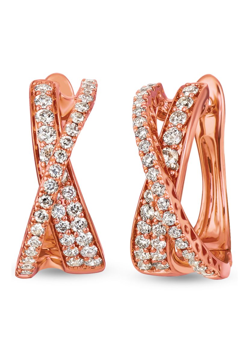 Le Vian Diamond Hoop Earrings 1 ct tw 14K Strawberry Gold | Kay Le Vian diamond hoop earrings, strawberry gold display picture 1
