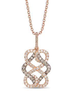 1/5 ct. t.w. Chocolate Diamonds®, 1/4 ct. t.w. Vanilla Diamonds® Pendant Necklace in 14K Strawberry Gold®
