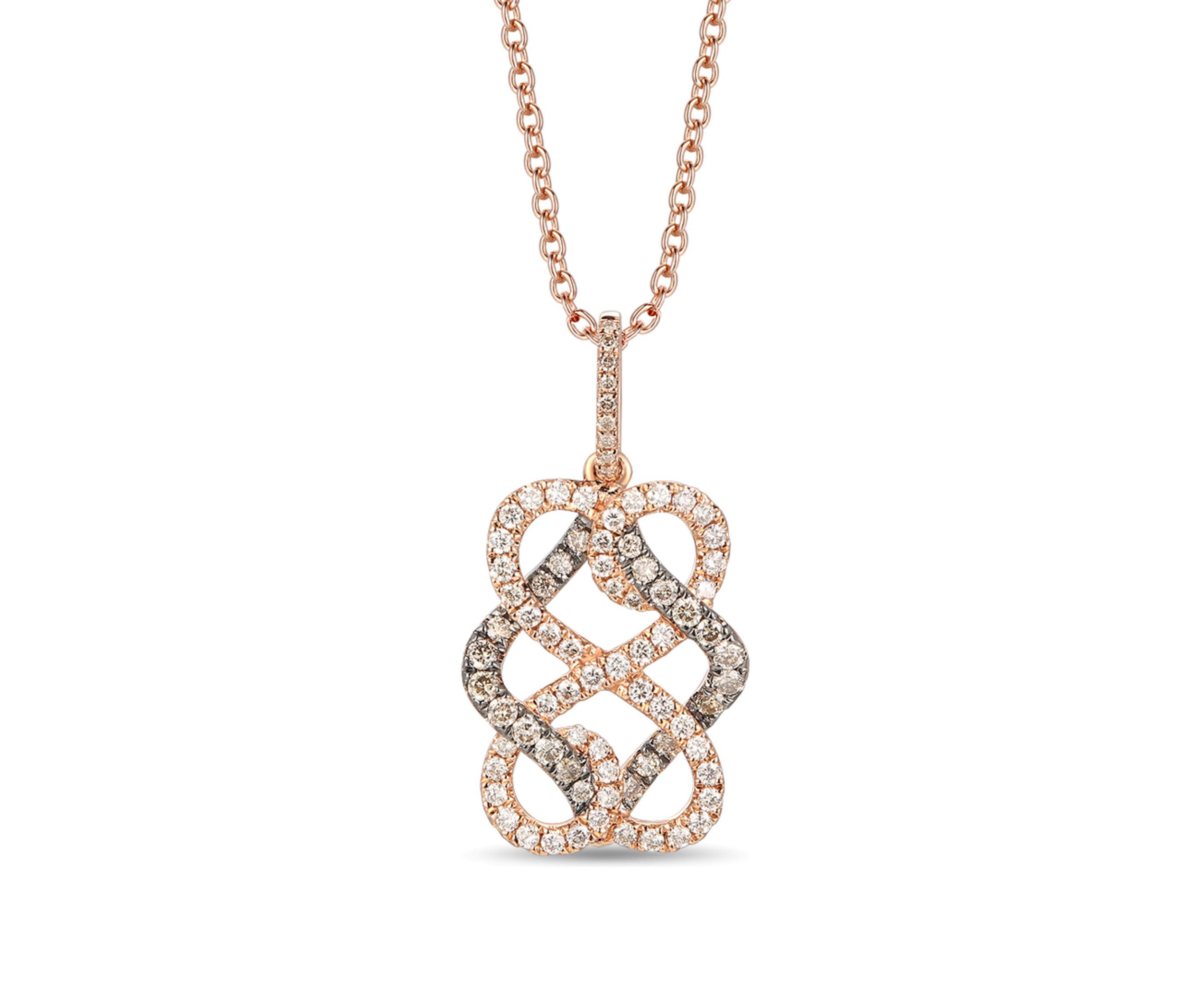 1/5 ct. t.w. Chocolate Diamonds®, 1/4 ct. t.w. Vanilla Diamonds® Pendant Necklace in 14K Strawberry Gold®
