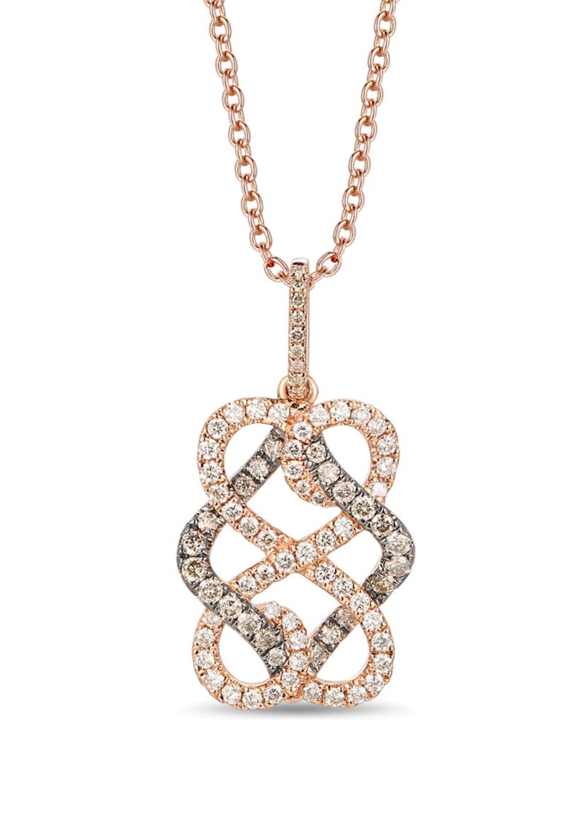 1/5 ct. t.w. Chocolate Diamonds®, 1/4 ct. t.w. Vanilla Diamonds® Pendant Necklace in 14K Strawberry Gold®