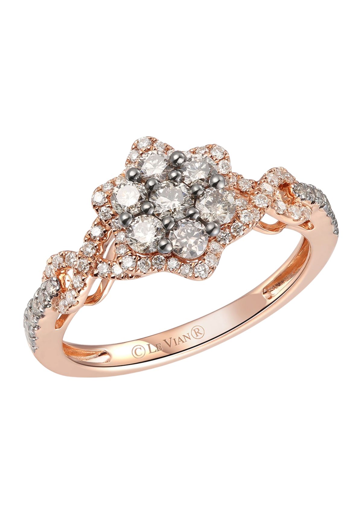 1/2 ct. t.w. Chocolate Diamonds®, 1/5 ct. t.w. Vanilla Diamonds® Chocolatier® Ring in 14K Strawberry Gold®