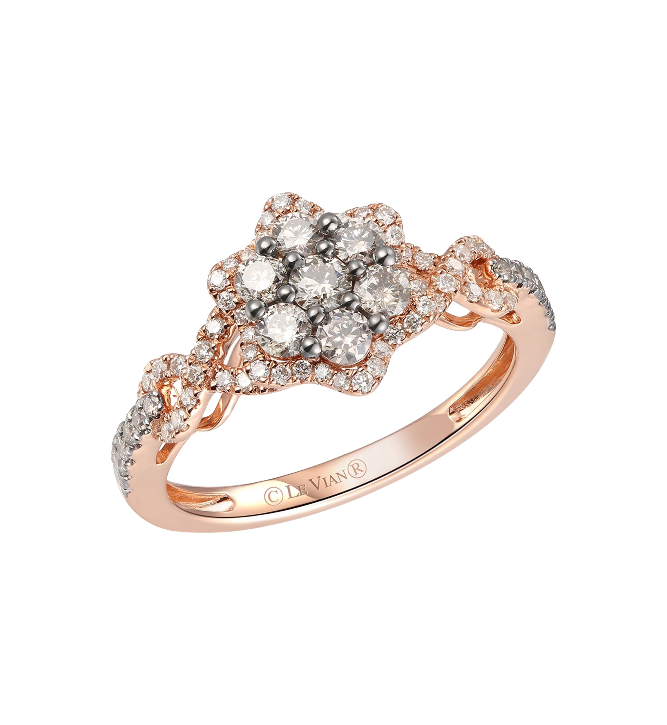 1/2 ct. t.w. Chocolate Diamonds®, 1/5 ct. t.w. Vanilla Diamonds® Chocolatier® Ring in 14K Strawberry Gold®