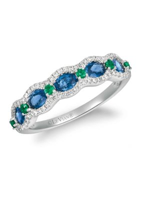 Le Vian 1/5 Ct. T.w. Diamond, Sapphire, And Emerald Ring In 14K White Gold