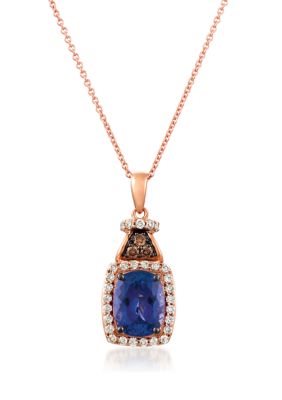 Pendant featuring 2 ct. t.w. Blueberry Tanzanite®, 1/20 ct. t.w. Chocolate Diamonds®, 1/3 ct. t.w. Nude Diamonds™ set in 14K Strawberry Gold®