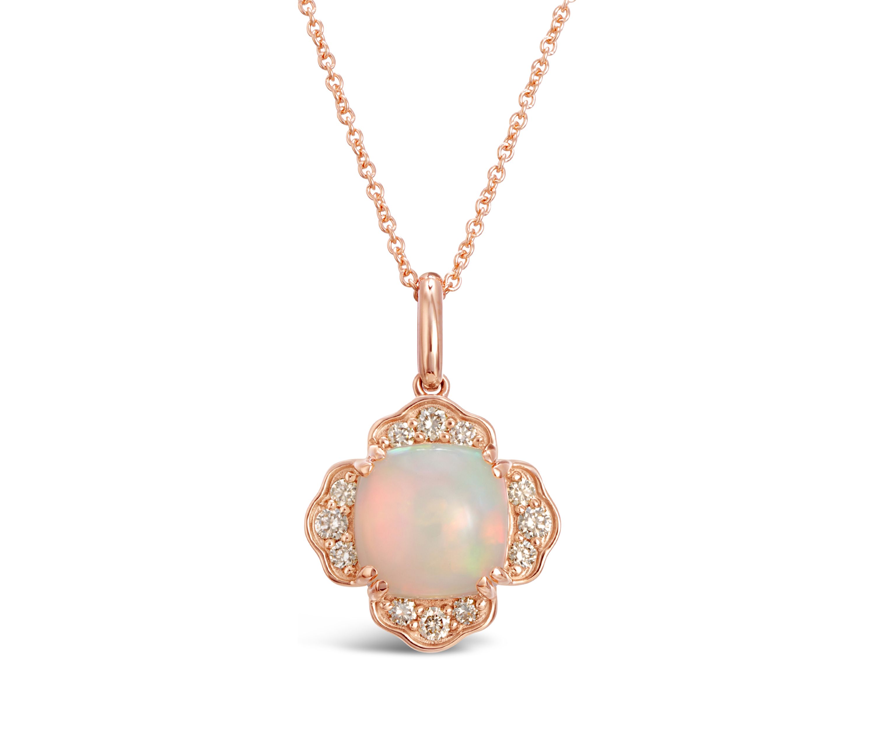 Creme Brulee® Pendant Necklace featuring 1.25 ct. t.w. Neopolitan Opal™ and 1/5 ct. t.w. Nude Diamonds™ in 14K Strawberry Gold®