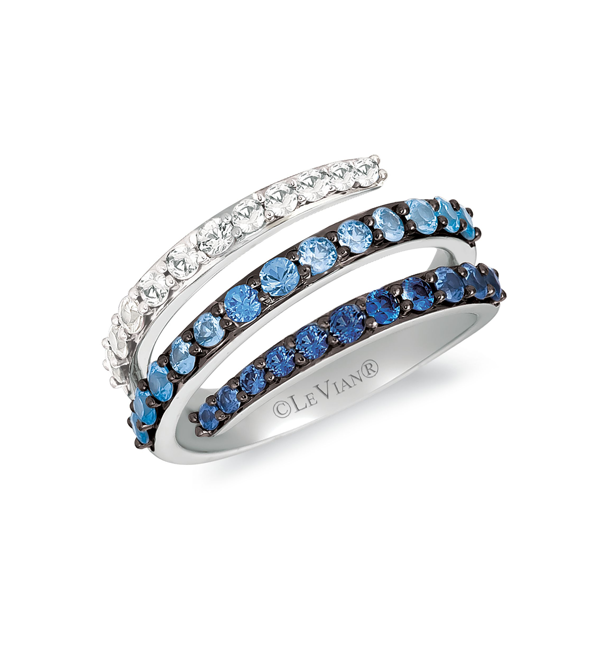 Ombré Ring featuring 1 ct. t.w. Denim Ombré® and 3/8 ct. t.w. White Sapphire in 14K Vanilla Gold®