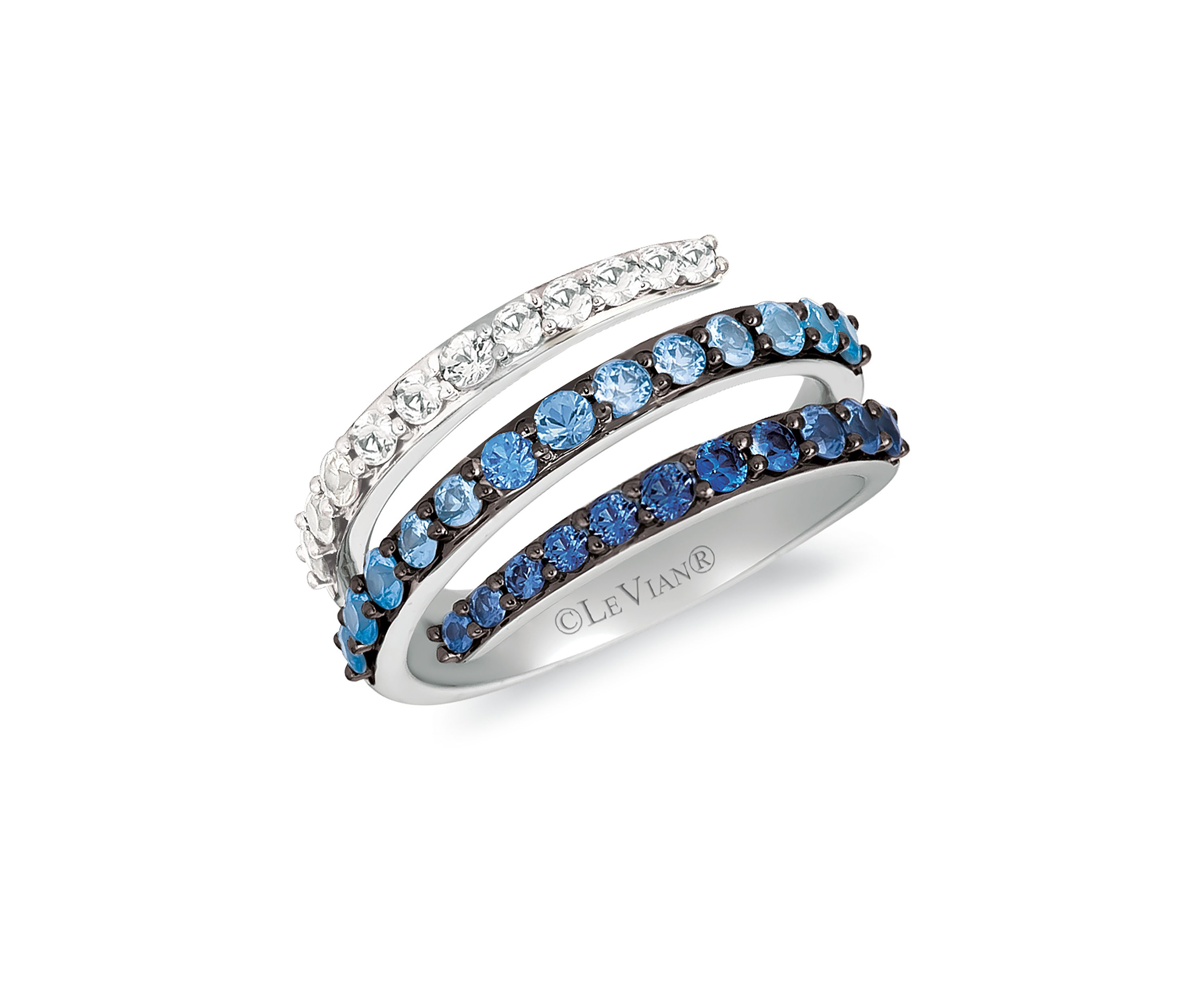 Ombré Ring featuring 1 ct. t.w. Denim Ombré® and 3/8 ct. t.w. White Sapphire in 14K Vanilla Gold®