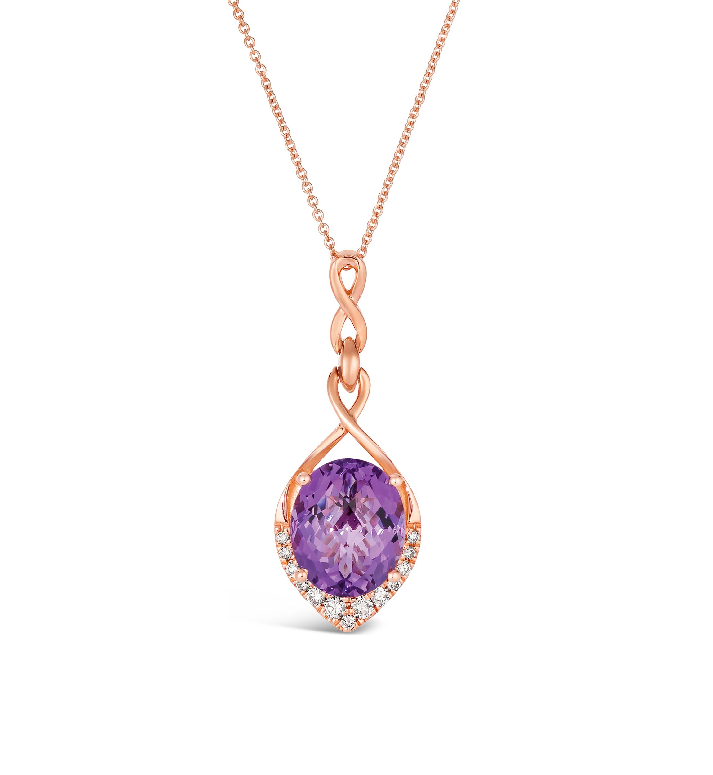 4.25 ct. t.w. Grape Amethyst™ and 1/5 ct. t.w. Nude Diamond™ Pendant Necklace in 14K Strawberry Gold®