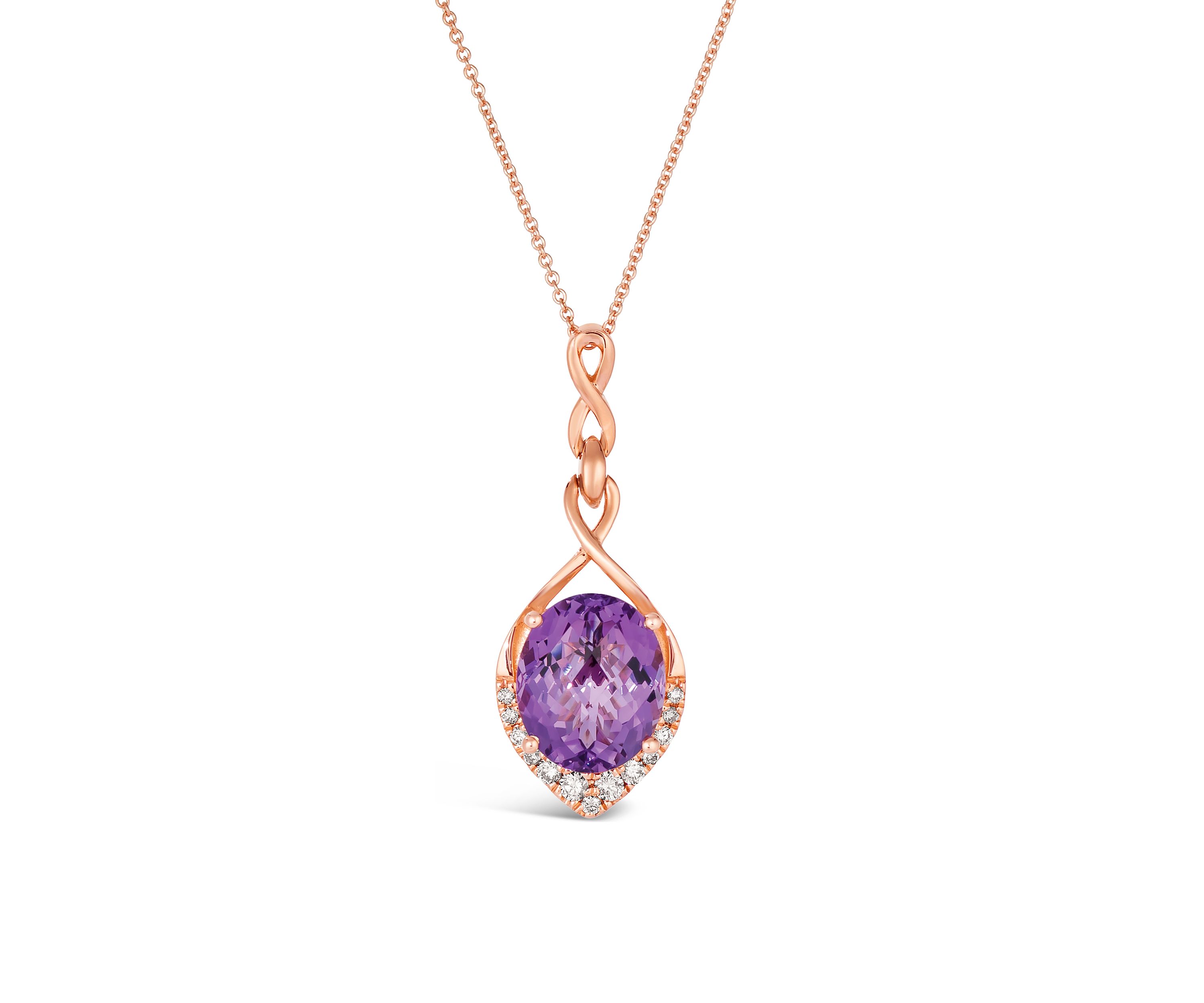 4.25 ct. t.w. Grape Amethyst™ and 1/5 ct. t.w. Nude Diamond™ Pendant Necklace in 14K Strawberry Gold®