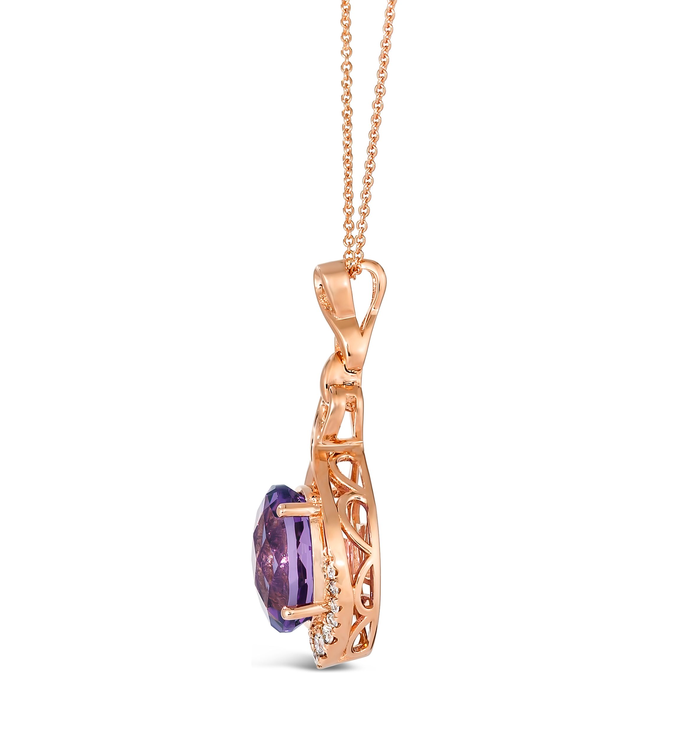 4.25 ct. t.w. Grape Amethyst™ and 1/5 ct. t.w. Nude Diamond™ Pendant Necklace in 14K Strawberry Gold®