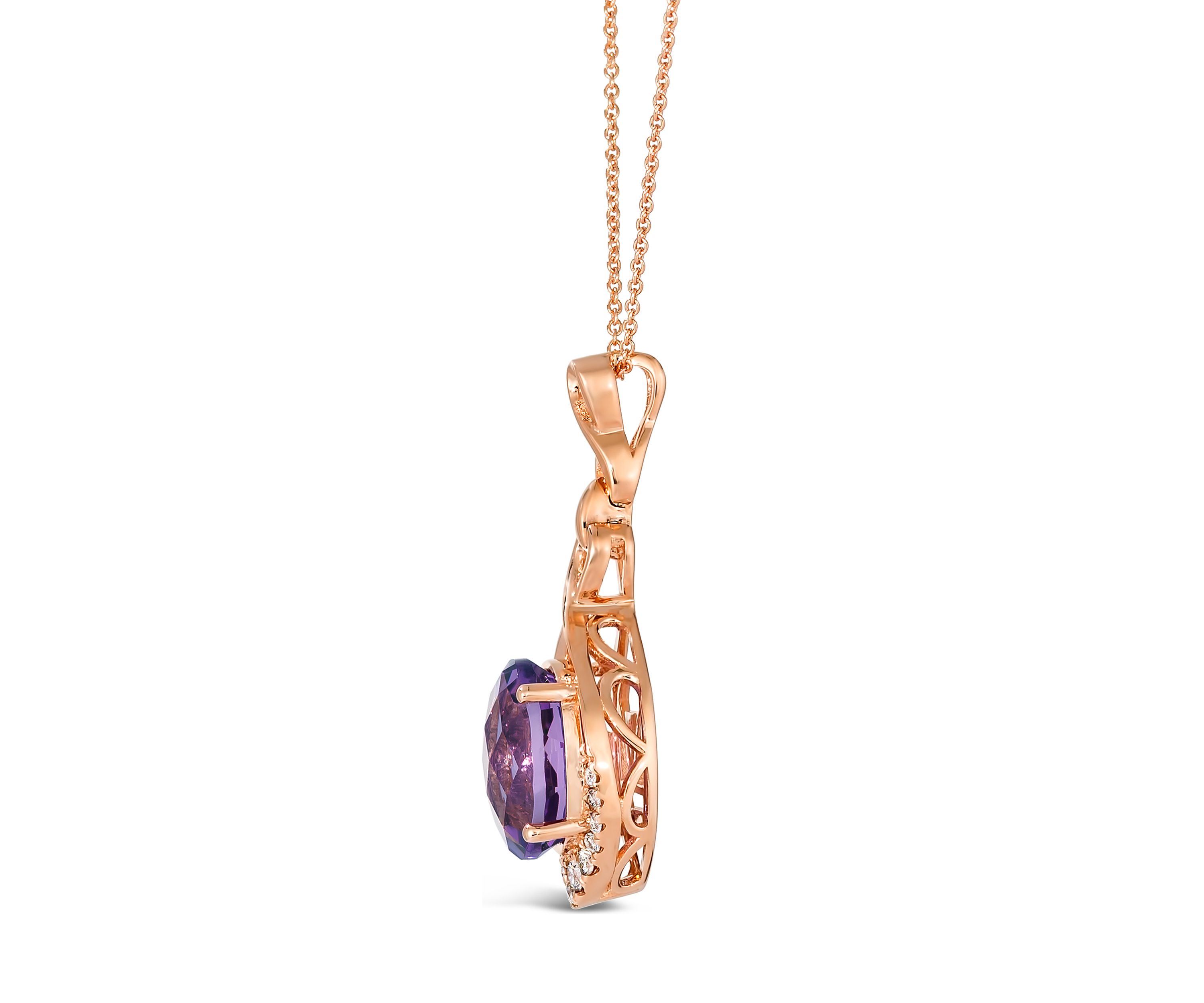 4.25 ct. t.w. Grape Amethyst™ and 1/5 ct. t.w. Nude Diamond™ Pendant Necklace in 14K Strawberry Gold®