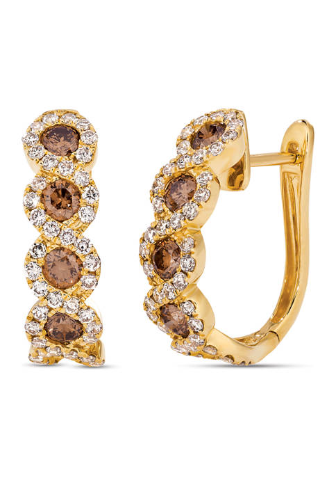 1.4 ct. t.w. Chocolate Diamonds® and 1.16 ct. t.w. Nude Diamonds™ Creme Brulee® Earrings in 14K Honey Gold™