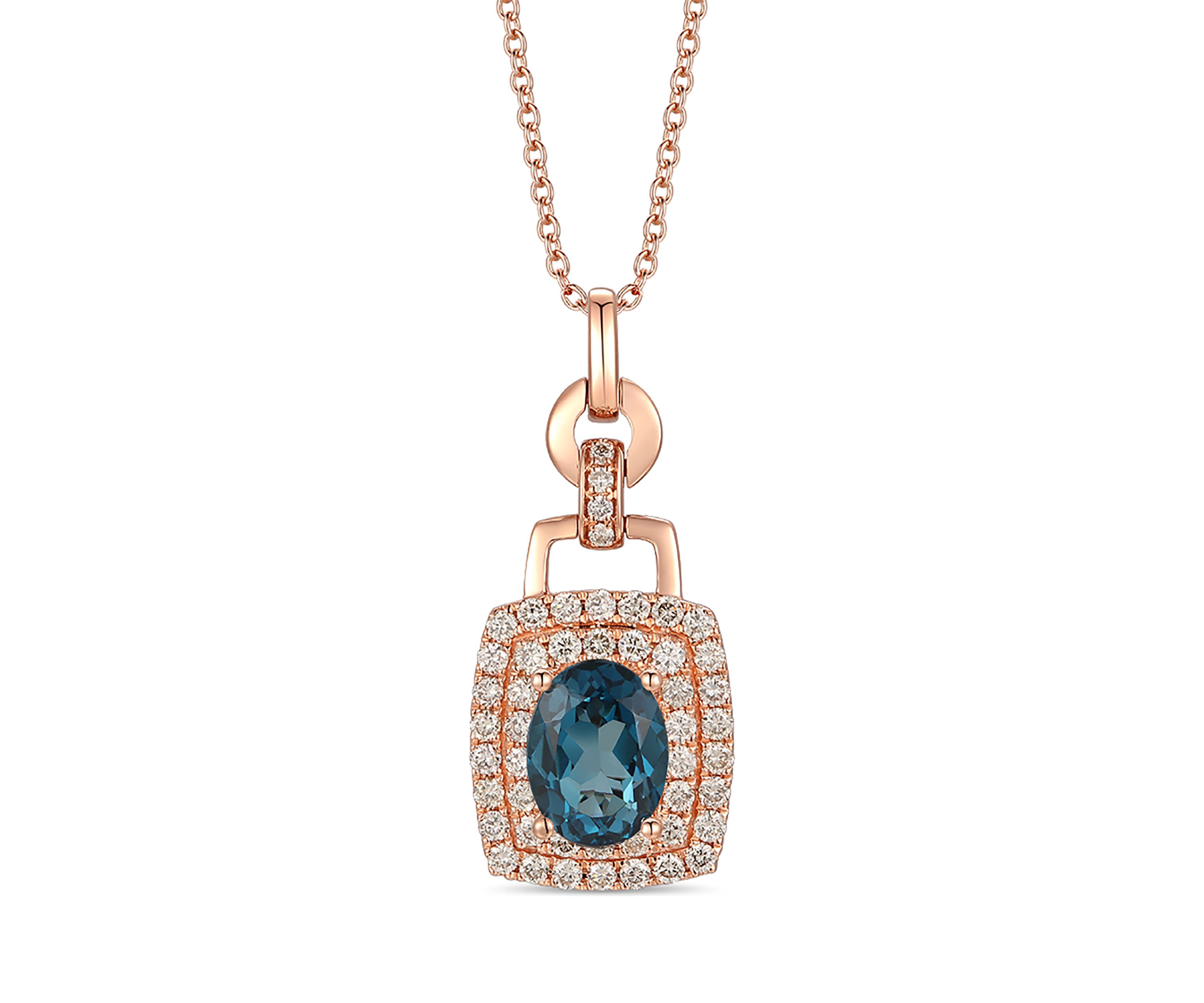 5/8 ct. t.w. Diamond and 1.38 ct. t.w Blue Topaz Pendant Necklace in 14K Rose Gold
