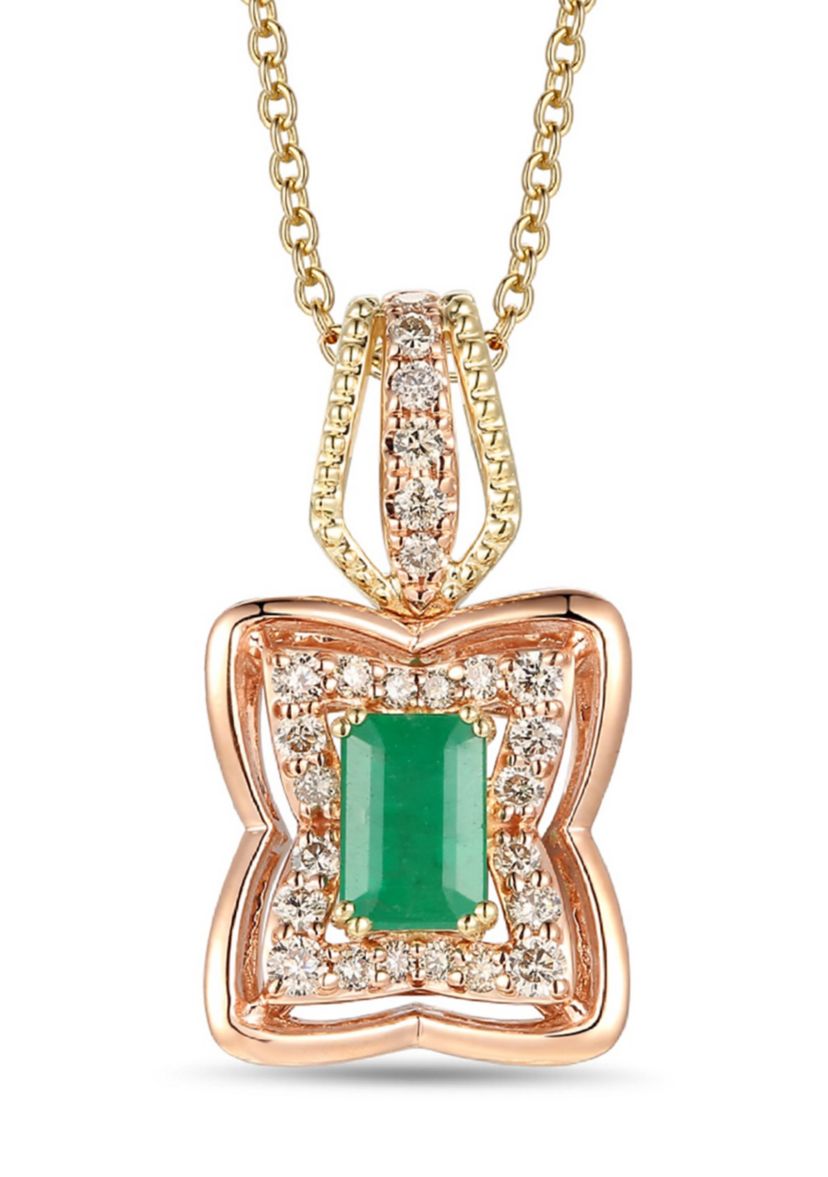 1/3 ct. t.w. Costa Smeralda Emeralds™, 1/4 ct. t.w. Nude Diamonds™ Pendant Necklace in 14K Two Tone Gold