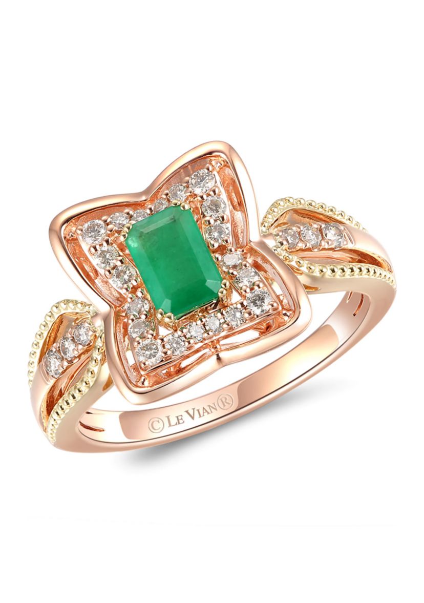 1/3 ct. t.w. Costa Smeralda Emeralds™, 1/4 ct. t.w. Nude Diamonds™ Ring in 14K Two Tone Gold