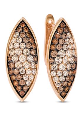 Le Vian 1.7 Ct. T.w. Chocolate OmbrÃ© Diamonds And 3/8 Ct. T.w. Vanilla DiamondÂ® Earrings In 14K Gold