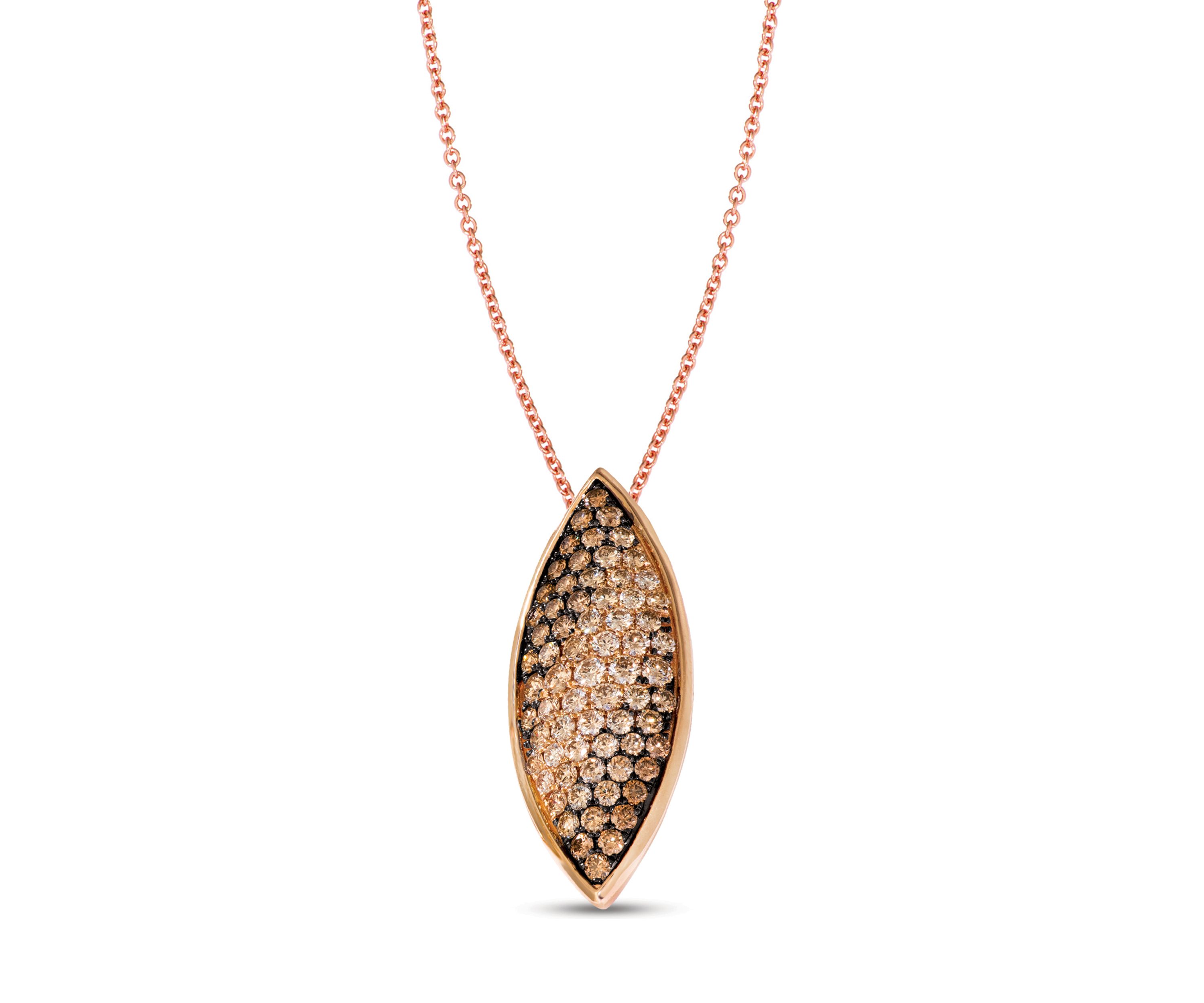 1.5 ct. t.w. Chocolate Ombré Diamonds® and 1/4 ct. t.w. Vanilla Diamonds® Pendant Necklace in 14K Strawberry Gold®