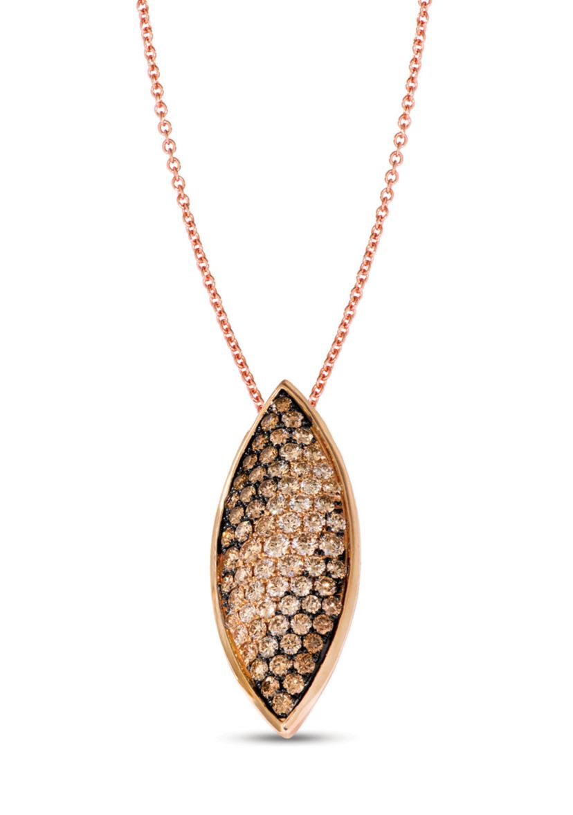 1.5 ct. t.w. Chocolate Ombré Diamonds® and 1/4 ct. t.w. Vanilla Diamonds® Pendant Necklace in 14K Strawberry Gold®