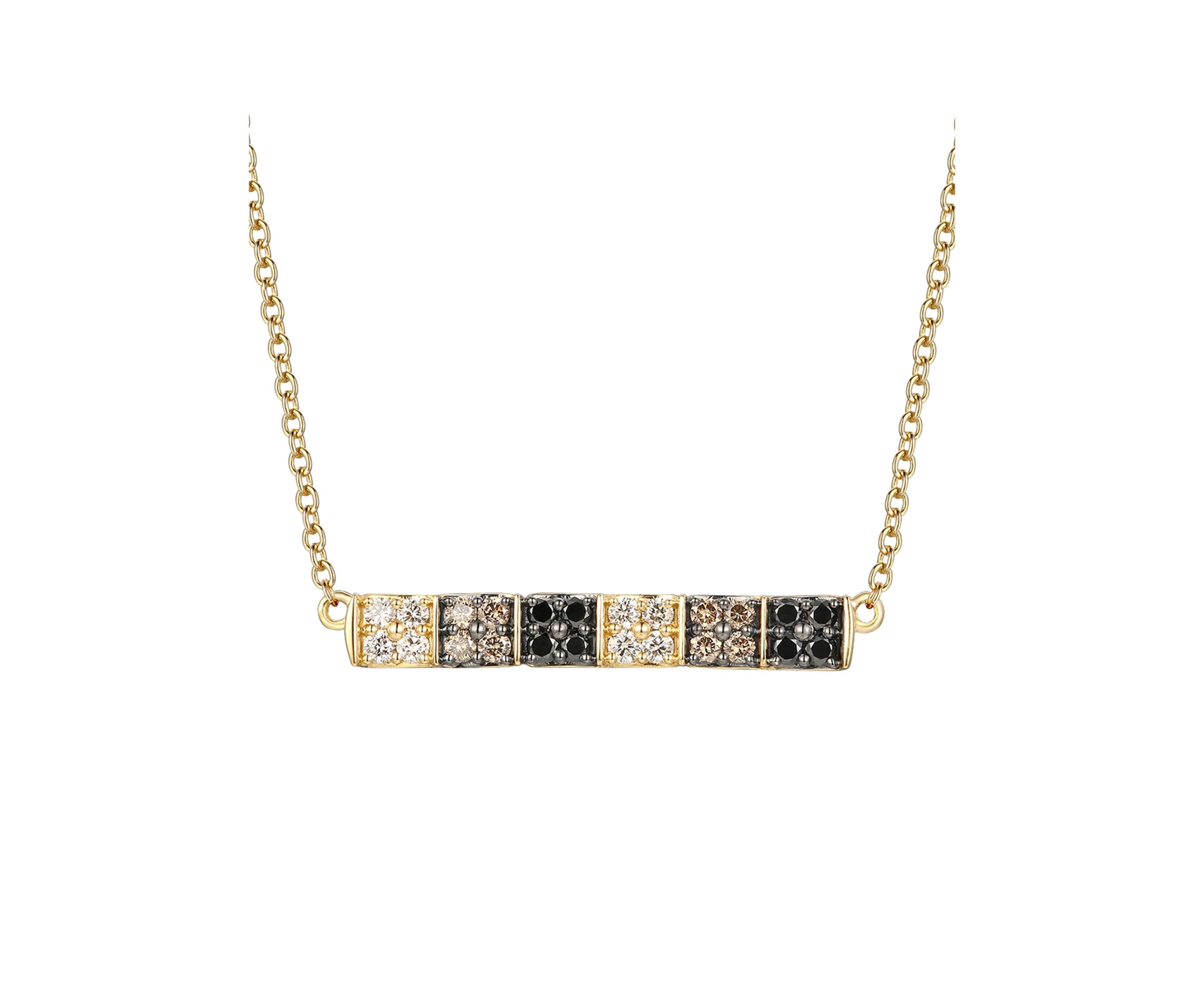 1/5 ct. t.w. Chocolate Diamonds®, 1/5 ct. t.w. Nude Diamonds™, 1/4 ct. t.w. Blackberry Diamonds® Adjustable Necklace in 14K Honey Gold™