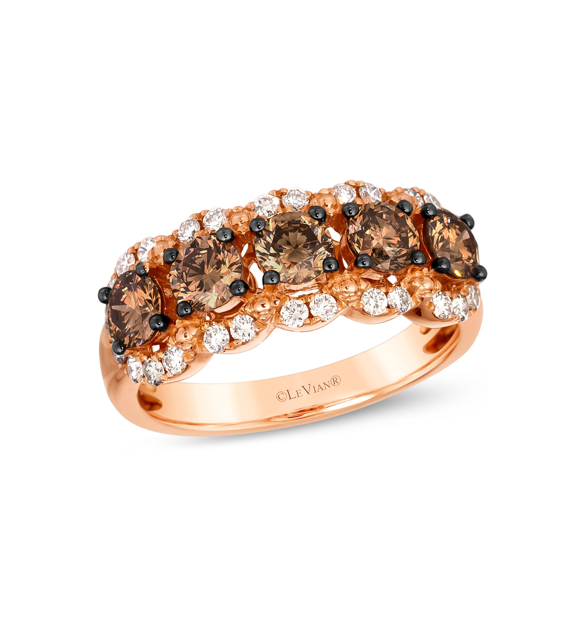 Ring featuring 1.06 ct. t.w. Chocolate Diamonds®, 3/8 ct. t.w. Nude Diamonds™ set in 14K Strawberry Gold®