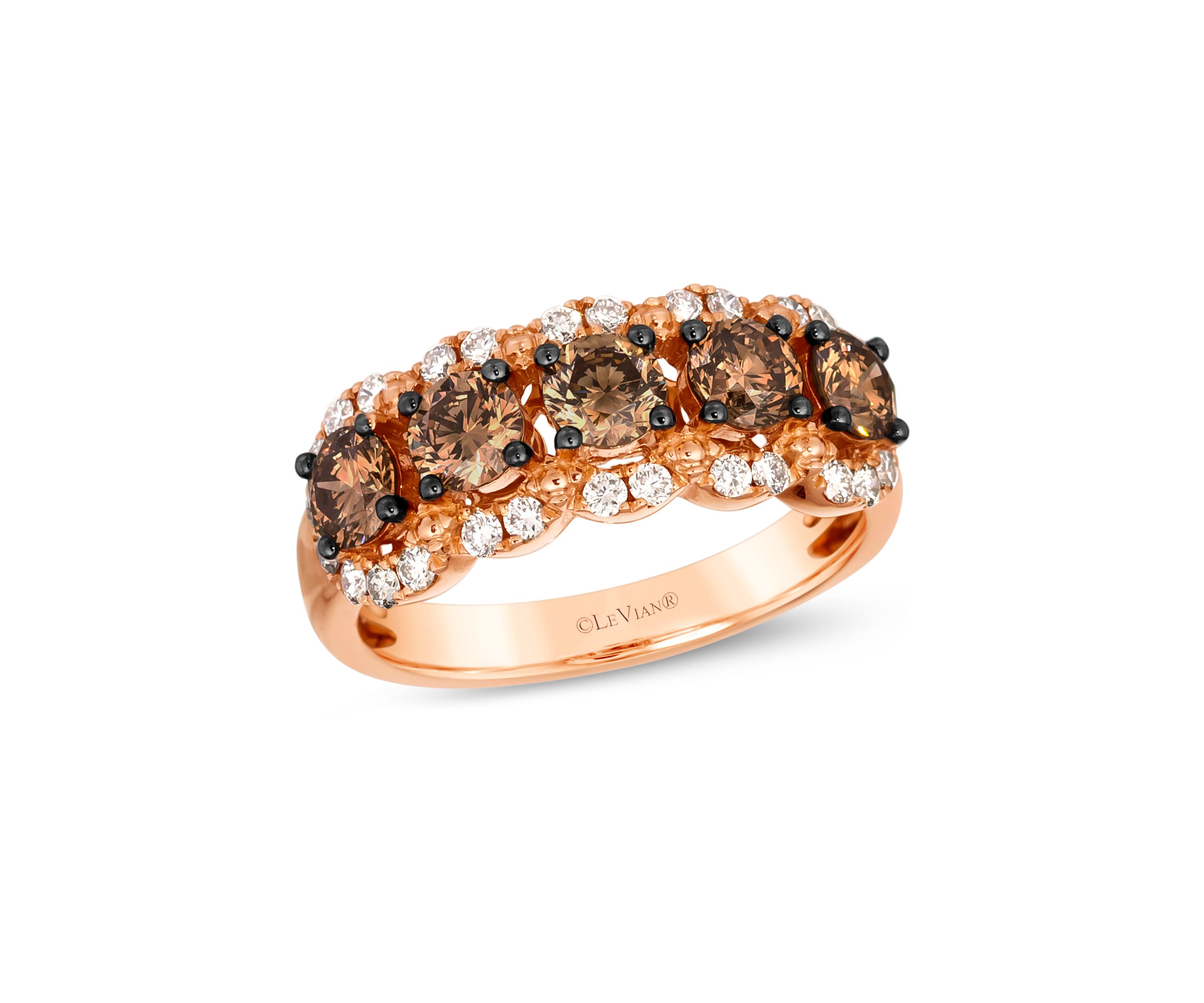 Ring featuring 1.06 ct. t.w. Chocolate Diamonds®, 3/8 ct. t.w. Nude Diamonds™ set in 14K Strawberry Gold®