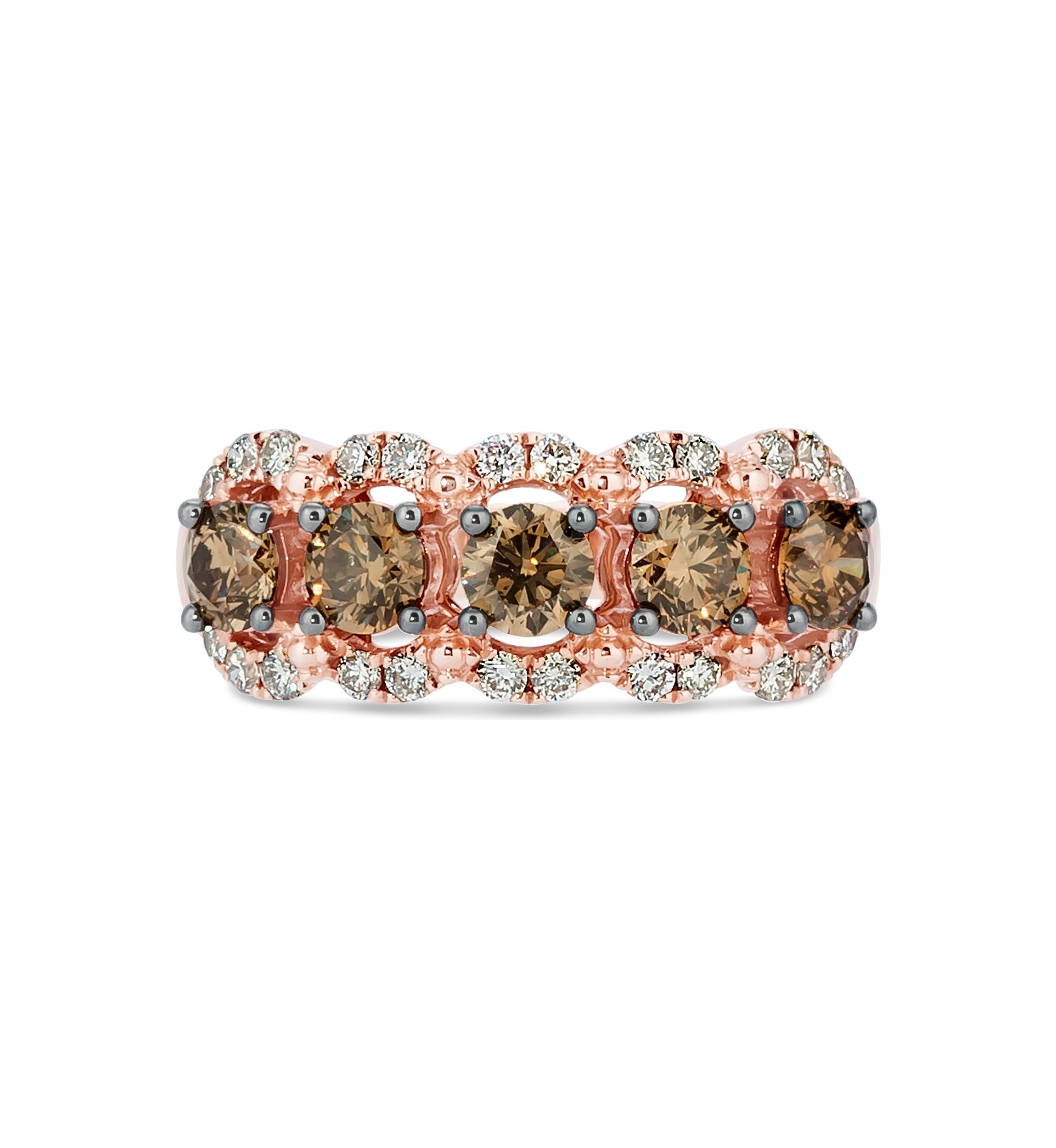 Ring featuring 1.06 ct. t.w. Chocolate Diamonds®, 3/8 ct. t.w. Nude Diamonds™ set in 14K Strawberry Gold®
