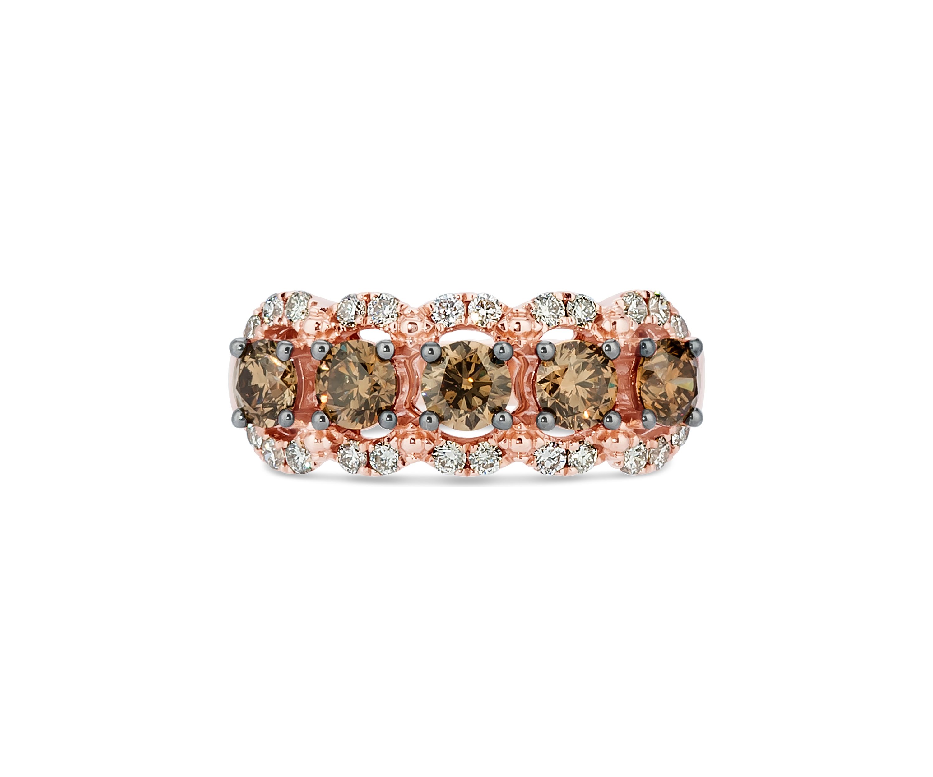 Ring featuring 1.06 ct. t.w. Chocolate Diamonds®, 3/8 ct. t.w. Nude Diamonds™ set in 14K Strawberry Gold®