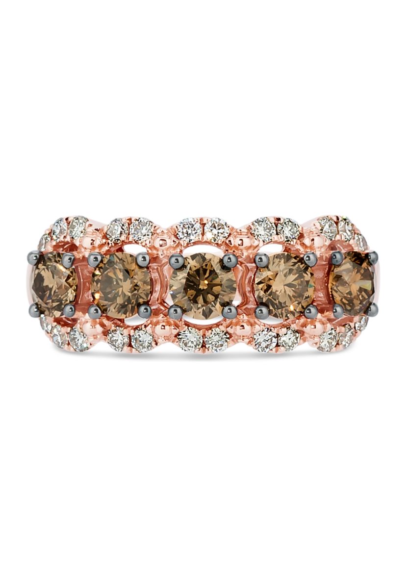 Ring featuring 1.06 ct. t.w. Chocolate Diamonds®, 3/8 ct. t.w. Nude Diamonds™ set in 14K Strawberry Gold®