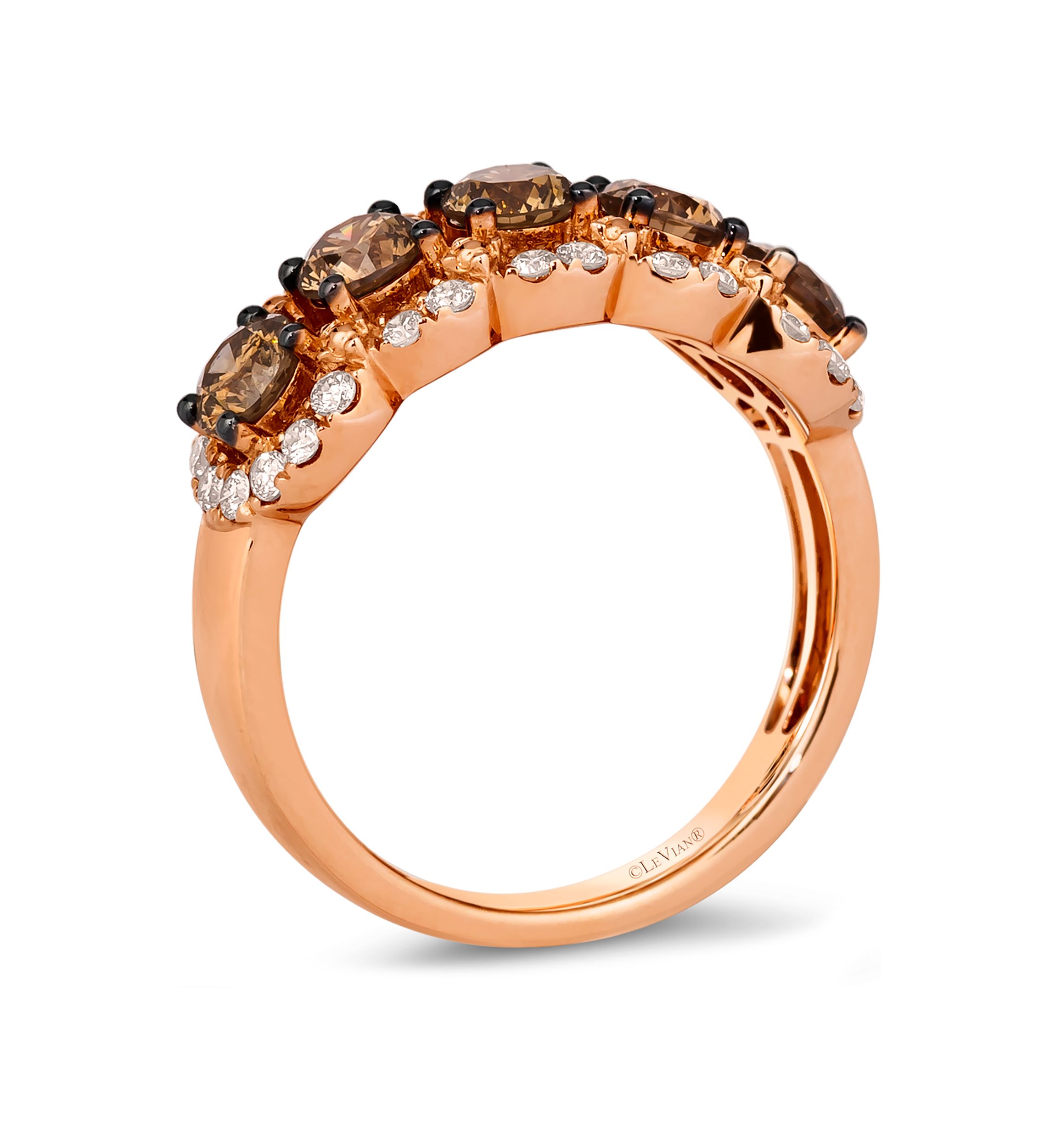 Ring featuring 1.06 ct. t.w. Chocolate Diamonds®, 3/8 ct. t.w. Nude Diamonds™ set in 14K Strawberry Gold®