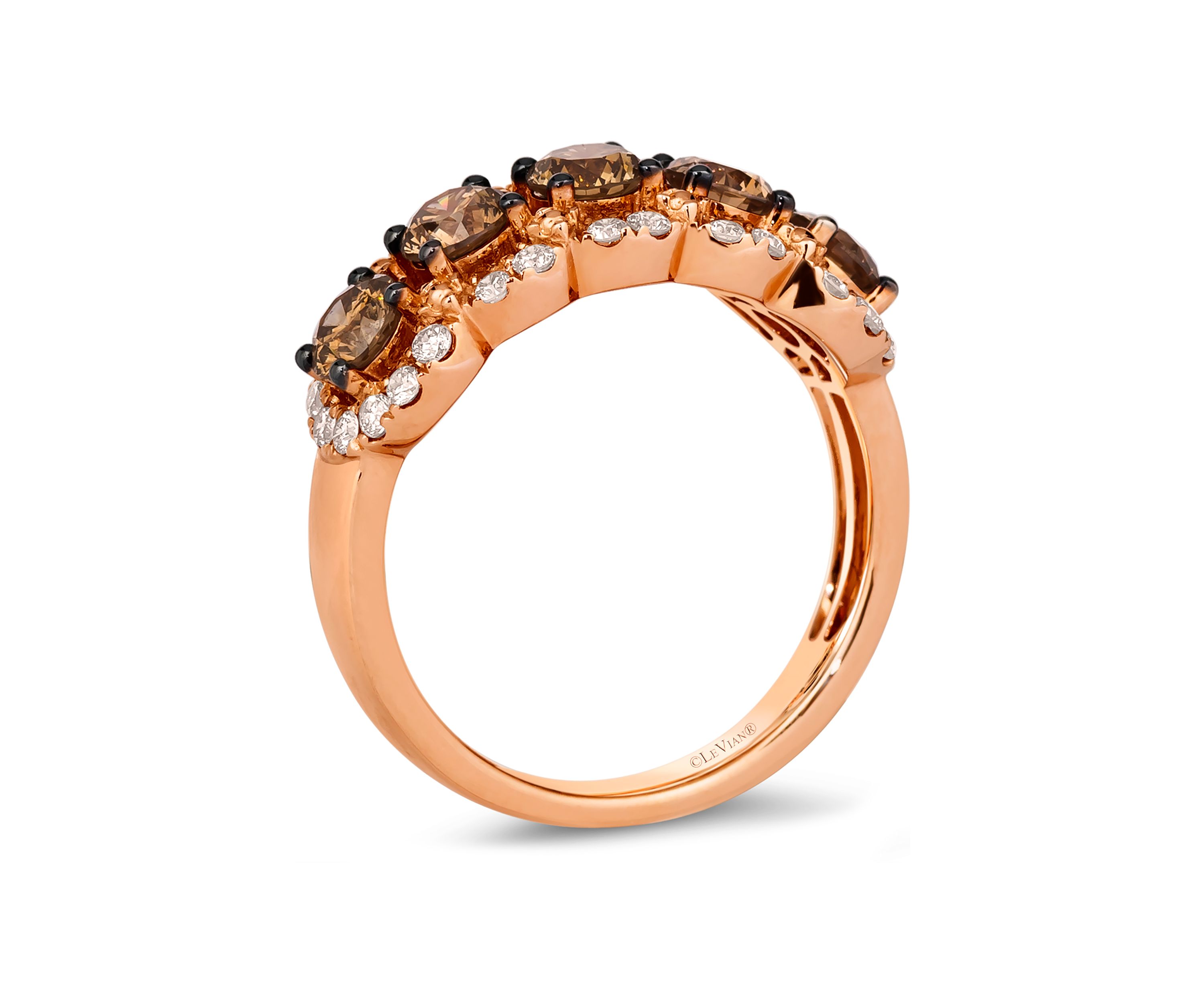 Ring featuring 1.06 ct. t.w. Chocolate Diamonds®, 3/8 ct. t.w. Nude Diamonds™ set in 14K Strawberry Gold®