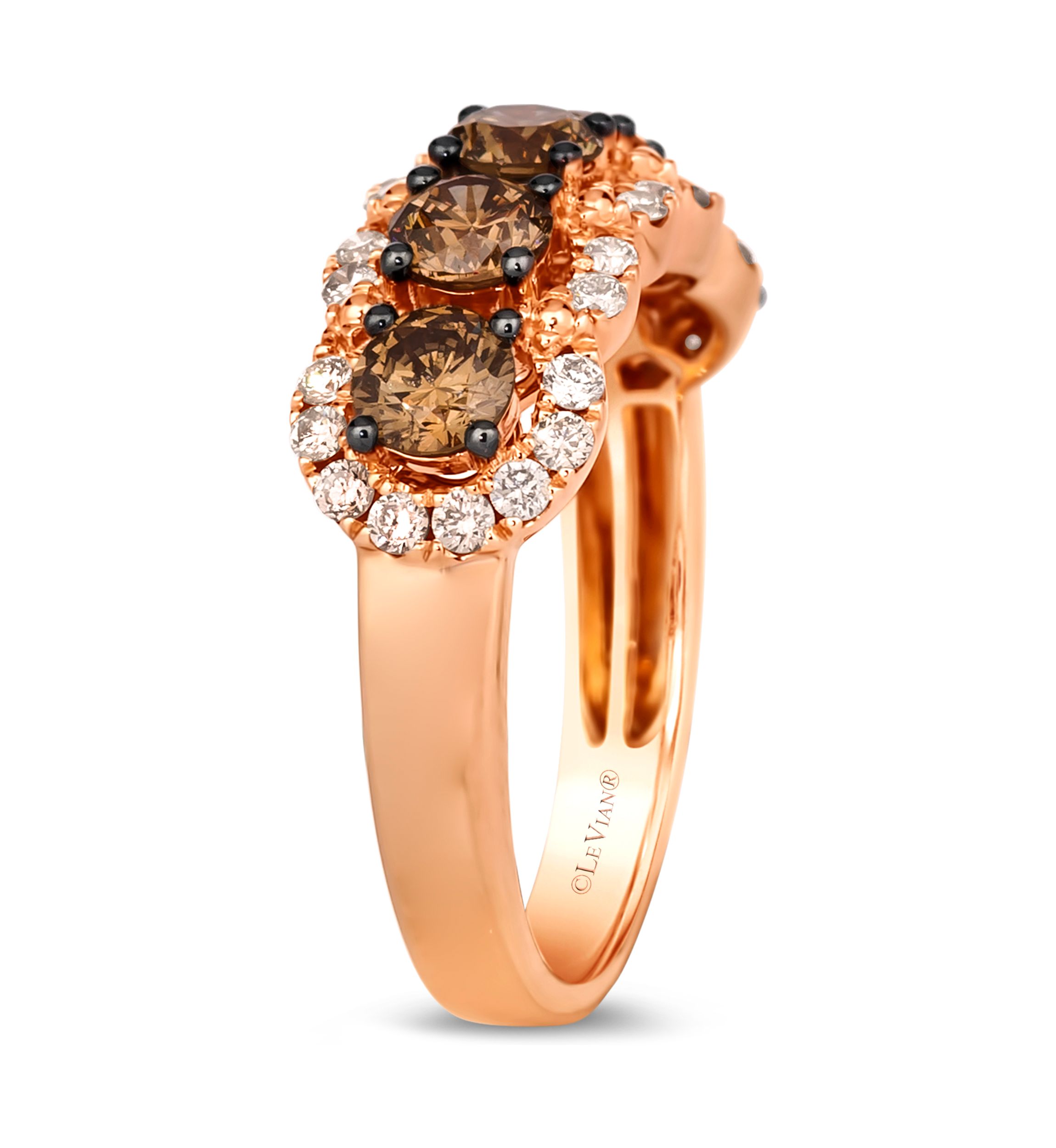 Ring featuring 1.06 ct. t.w. Chocolate Diamonds®, 3/8 ct. t.w. Nude Diamonds™ set in 14K Strawberry Gold®