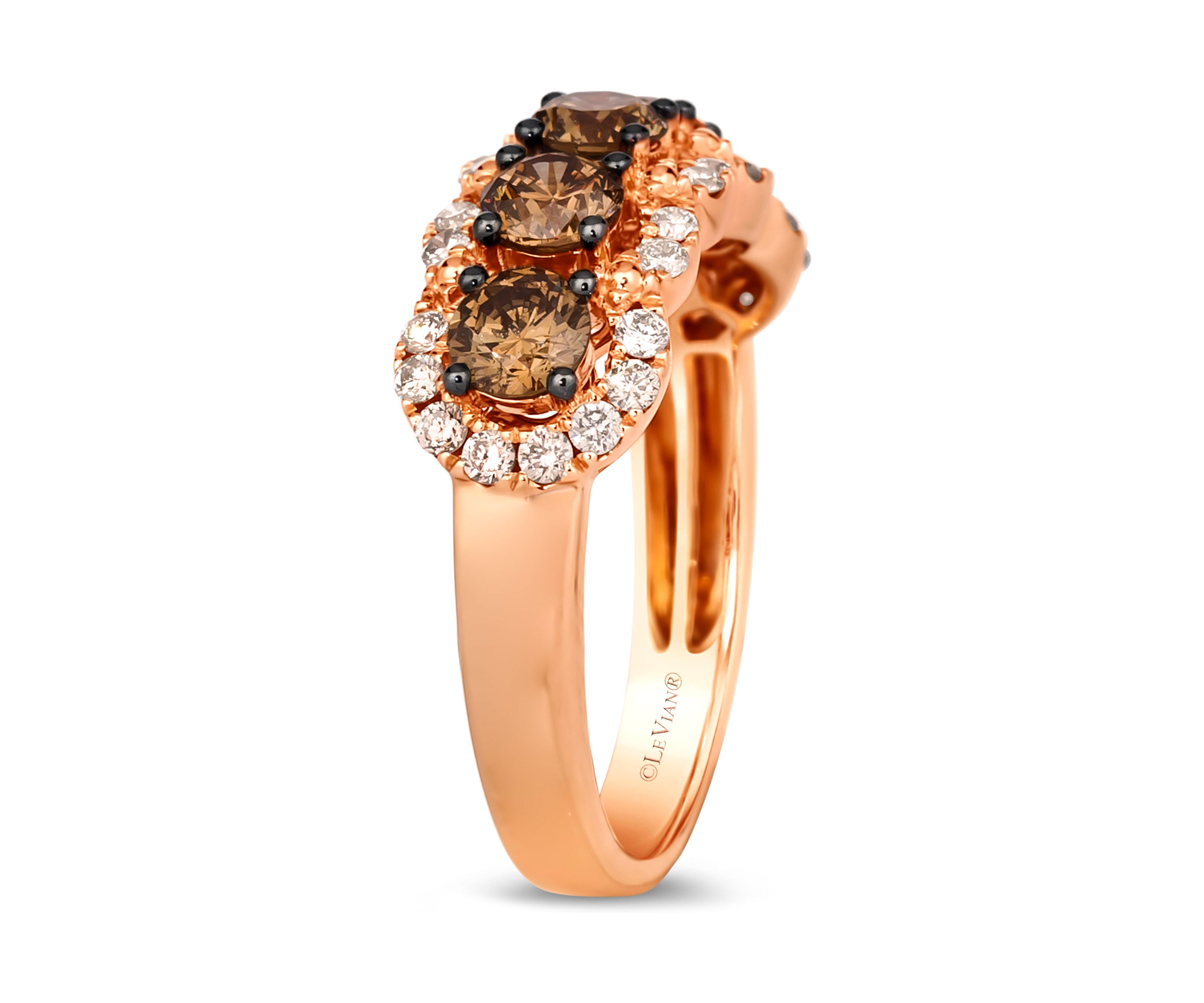 Ring featuring 1.06 ct. t.w. Chocolate Diamonds®, 3/8 ct. t.w. Nude Diamonds™ set in 14K Strawberry Gold®
