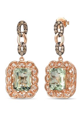 Le Vian 5/8 Ct. T.w. Diamond And 6.2 Ct. T.w. Mint Quartz Earrings In 14K Rose Gold