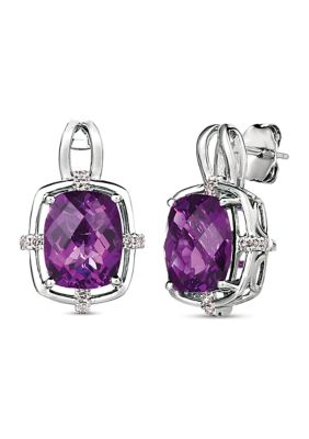 5.2 ct. t.w. Dark Amethyst, 1/5 ct. t.w. Nude Diamonds™ Earrings in 14K Vanilla Gold®