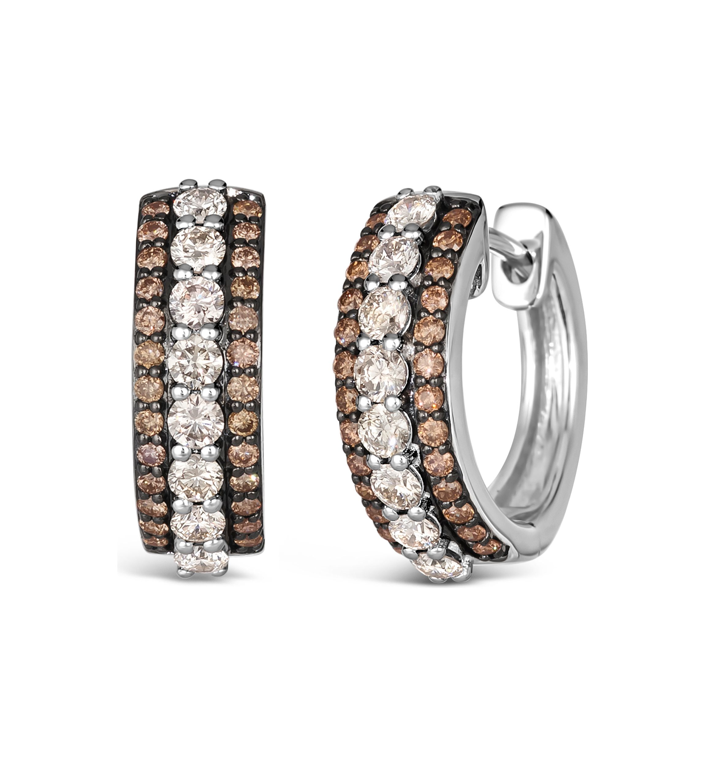1.05 ct. t.w. Diamond Hoop Earrings in 14K White Gold 