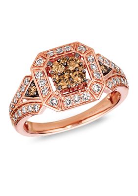 Creme Brulee® Ring featuring 1/3 ct. t.w. Chocolate Diamonds® and 3/8 ct. t.w. Nude Diamonds™ in 14K Strawberry Gold®