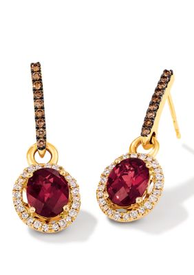 1/2 ct. t.w. Diamond and 2.7 ct. t.w. Rhodolite Earrings in 14K Yellow Gold