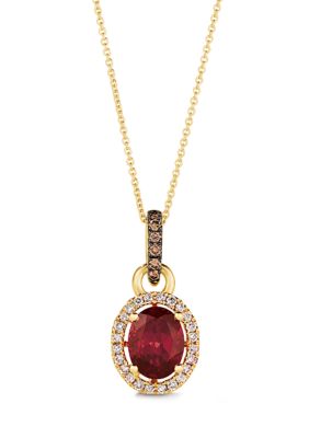 1/3 ct. t.w. Diamond and 1.95 ct. t.w. Rhodolite Necklace in 14K Yellow Gold