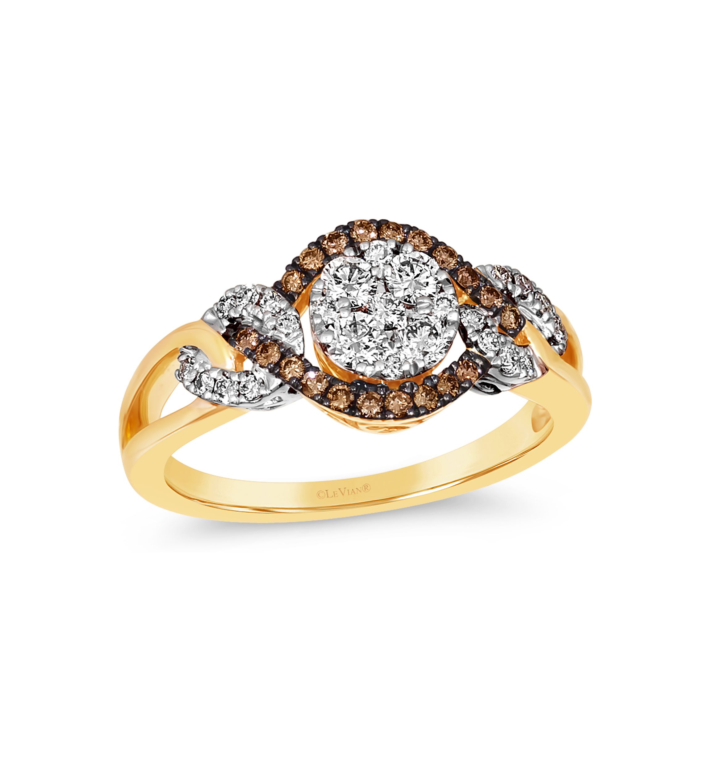 3/8 ct. t.w. Nude Diamonds™, 1/6 ct. t.w. Chocolate Diamonds® Ring in 14K Vanilla Gold® & 14K Honey Gold™