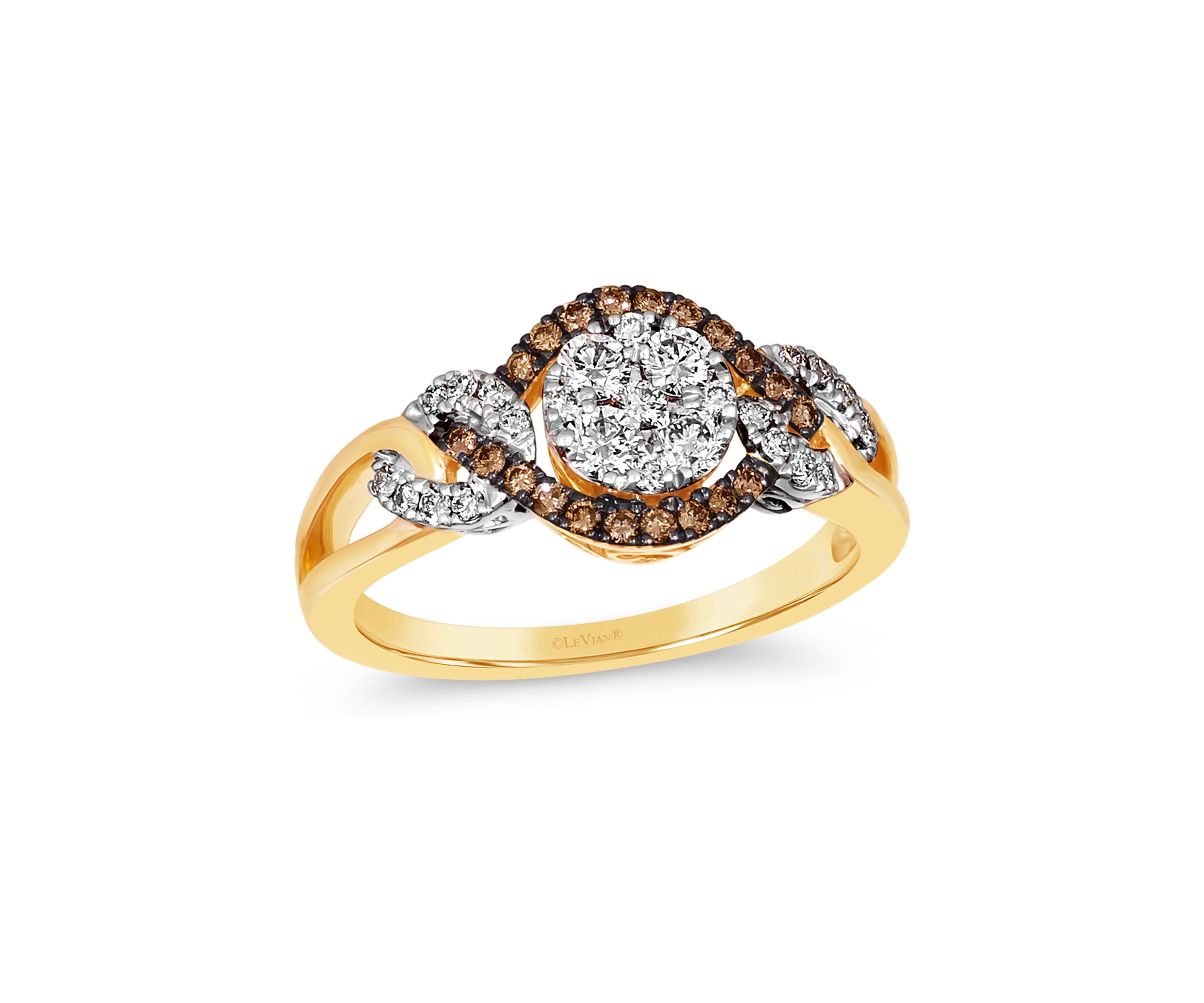 3/8 ct. t.w. Nude Diamonds™, 1/6 ct. t.w. Chocolate Diamonds® Ring in 14K Vanilla Gold® & 14K Honey Gold™