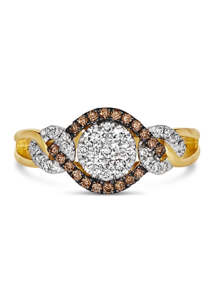 3/8 ct. t.w. Nude Diamonds™, 1/6 ct. t.w. Chocolate Diamonds® Ring in 14K Vanilla Gold® & 14K Honey Gold™
