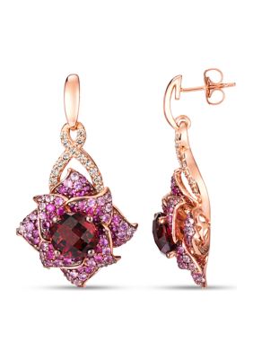 4.5 ct. t.w. Pomegranate Garnet™, 2.62 ct. t.w. Strawberry Ombré®, 3/8 ct. t.w. Nude Diamonds™ Earrings in 14K Strawberry Gold®